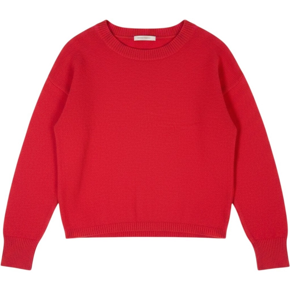 Sundance Womens 100% Cashmere Crewneck Sweater Coral Red Drop Shoulder XS